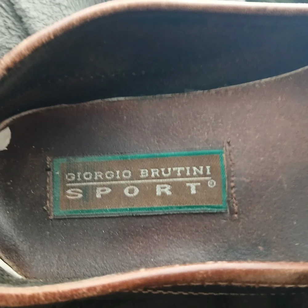 Giorgio Brutini Sport Loafers 10M Black Brown Kiltie Tassel Woven Leather Preppy - Picture 5 of 10